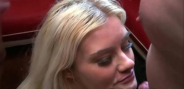  Blonde gets jizz covered
